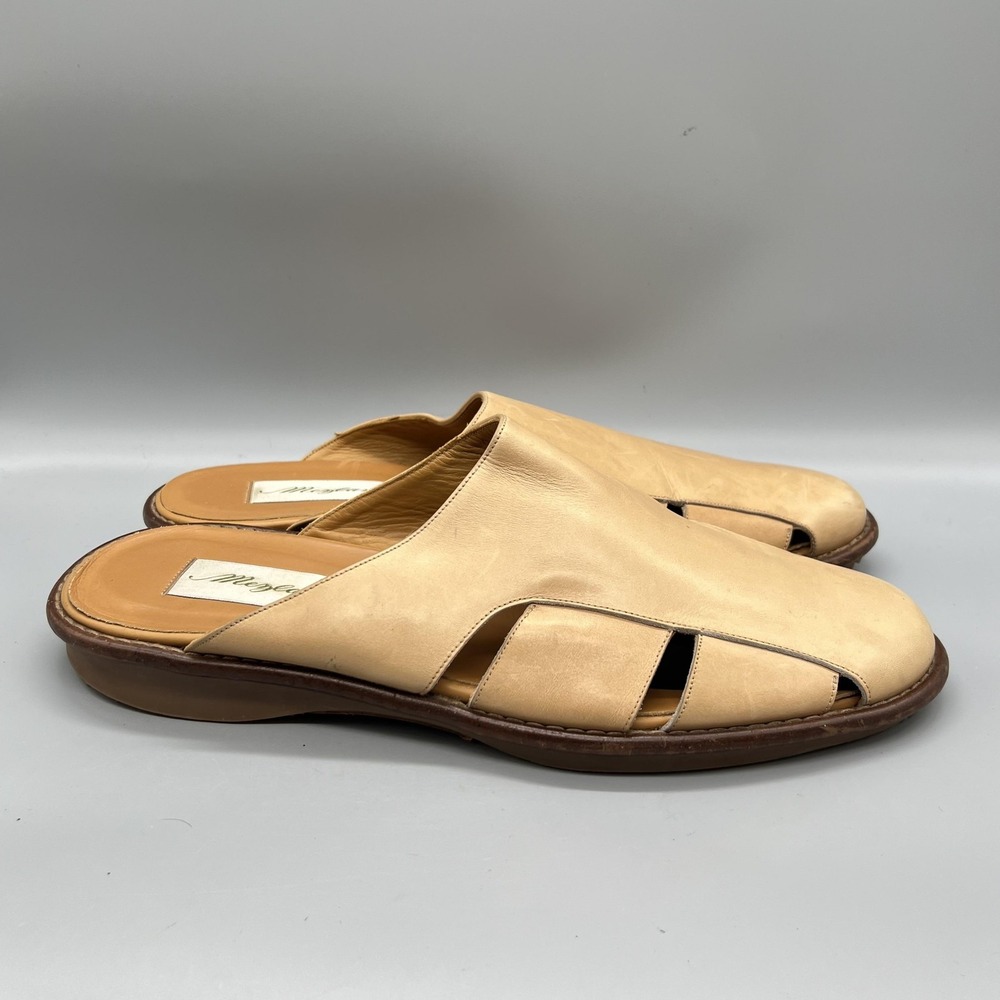 Mezlan Sandals Mens 13 Beige Leather Fisherman Slides Casual Quiet Luxury Shoes
